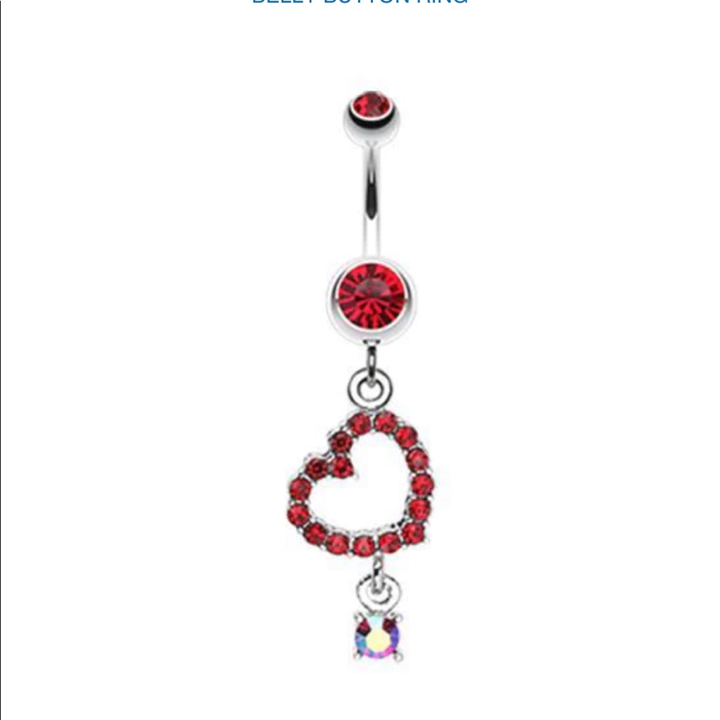 Red Heart Dangle Belly Ring